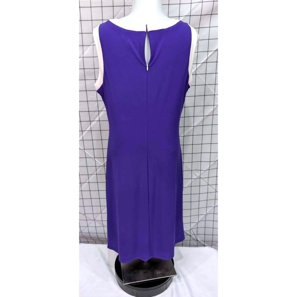 Chaps~Purple/White Color Block /Sleeveless/Crew Neck/Ruching Waist~Size Large - Picture 5 of 10